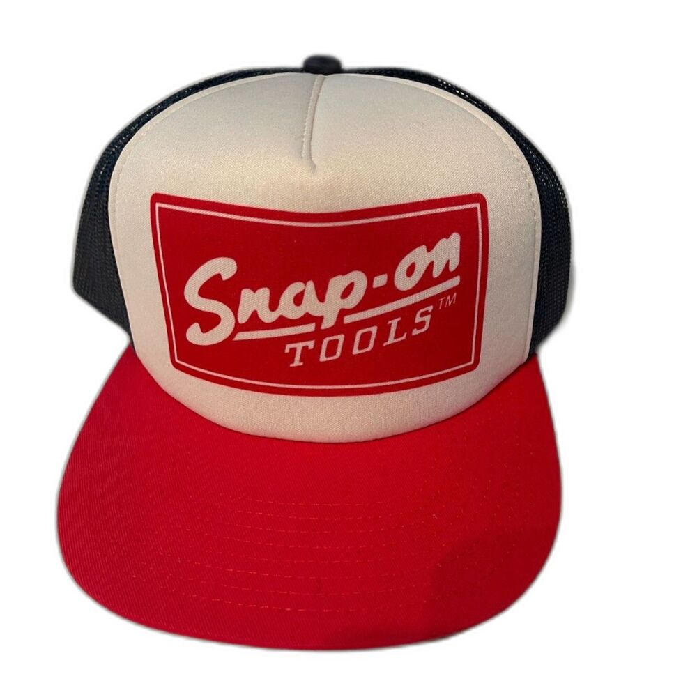 *NEW! Snap-On Tools Hat Cap Retro Style Red & Black, MESH BACK Snap-Back Trucker